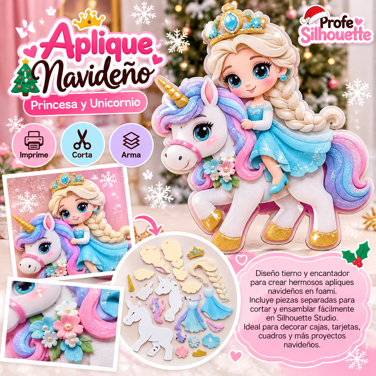 Aplique de Foami – Princesa y Unicornio Mágico | Silhouette Studio