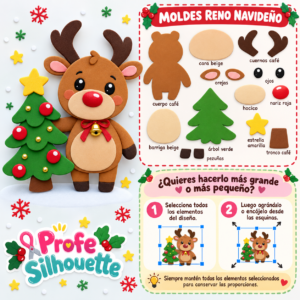 Molde de Reno Navideño con Árbol de Navidad | Foami y Goma EVA