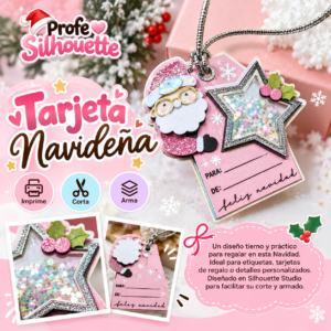 Tarjeta Navideña – Papá Noel y Estrella | Silhouette Studio